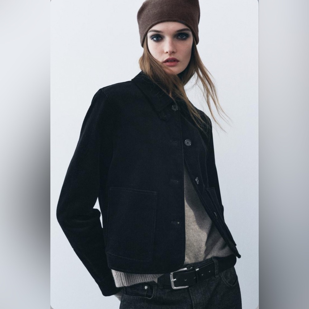 NWT Zara Black Corduroy Jacket SMALL